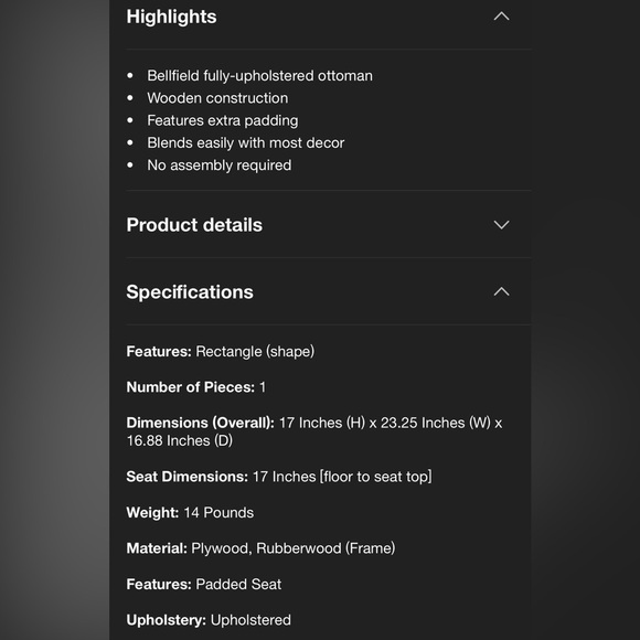 Bellfield Fully Upholstered Ottoman - Threshold™ designed with Studio McGee - Picture 7 of 7